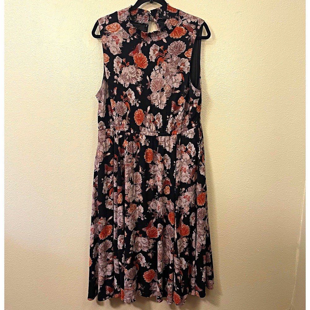 Torrid 2 Black Floral Sleeveless Midi Dress Whimsygoth Fall Pictures Office